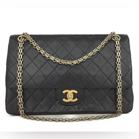 CHANEL Handbags - CHANEL Double Flap 27 Quilted CC Logo Lambskin Chain Shoulder Bag